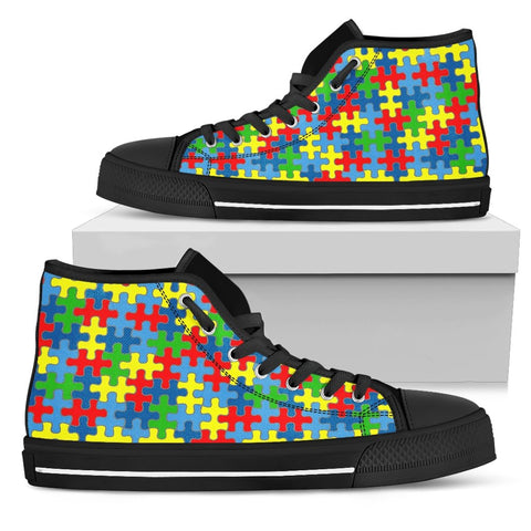 Image of Autism Awareness High Tops Sneaker, Hippie, Multi Colored, Canvas Shoes,High Quality,Spiritual, Boho,All Star,Custom Shoes,Womens High Top