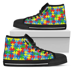Autism Awareness High Tops Sneaker, Hippie, Multi Colored, Canvas Shoes,High Quality,Spiritual, Boho,All Star,Custom Shoes,Womens High Top