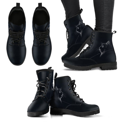 Image of Black Cat, Vegan Leather Women's Boots, Leather Boots Women, Cosmos Sky