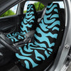 Zebra Skin Design Car Seat Covers, Blue Front Seat Protectors Pair, Auto