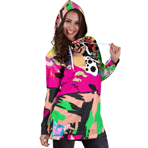 Image of Colorful Abstract Animal Print Womens Hoodie Dress, Gift Custom Made,Womens Hoodie Dress,Custom Printed,Woman Girl Dresses Sweatshirt