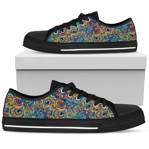 Image of Colorful Abstract Psychedelic Low Tops Sneaker, Hippie, Multi Colored, Spiritual, Boho,Streetwear,All Star,Custom Shoes,Women's Low Top