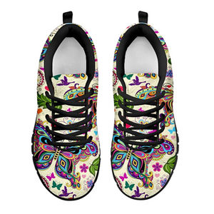 Colorful Butterfly Floral Athletic Sneakers,Kicks Sports Wear, Mens, Womens, Low Top Shoes, Casual Shoes, Custom Shoes, Shoes Shoes