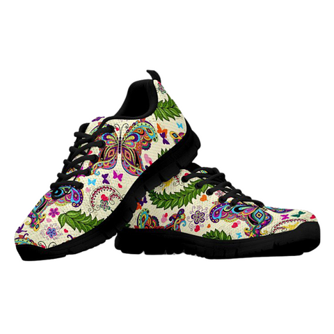 Image of Colorful Butterfly Floral Athletic Sneakers,Kicks Sports Wear, Mens, Womens, Low Top Shoes, Casual Shoes, Custom Shoes, Shoes Shoes