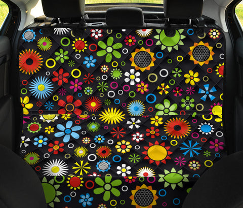 Image of Colorful Flower Hippie Design , Vibrant Car Back Seat Pet Covers, Backseat