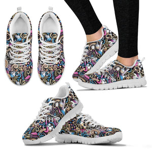 Colorful Funky Science White Custom Shoes, Shoes,Training Shoes, Mens, Kids Shoes, Colorful,Artist Low Top Shoes, Shoes,Running Womens