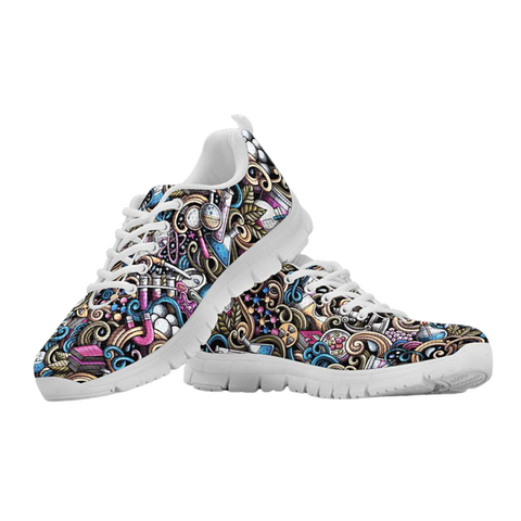 Image of Colorful Funky Science White Custom Shoes, Shoes,Training Shoes, Mens, Kids Shoes, Colorful,Artist Low Top Shoes, Shoes,Running Womens