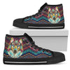 Colorful Tribal Wolf High Tops, High Quality,Handmade Crafted, Spiritual, Streetwear,Canvas Shoes, Boho,,All Star