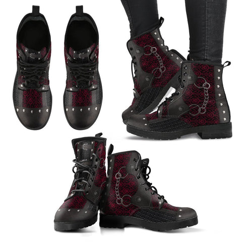 Image of Gothic Lace Vegan Leather Women's Boots, Handcrafted Ankle Boots, Lace Up
