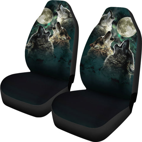 Image of Howling Wolfs 2 Front Car Seat Covers,Car Seat Covers Pair,Car Seat Protector,Car Accessory,Front Seat Covers,Seat Cover for Car,