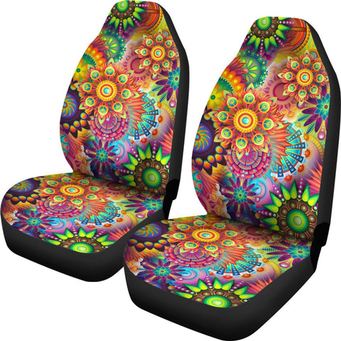 Image of Psychedelic Colorful Abstract Car Seat Covers,Car Seat Covers Pair,Car Seat Protector,Car Accessory,Front Seat Covers,Seat Cover for Car