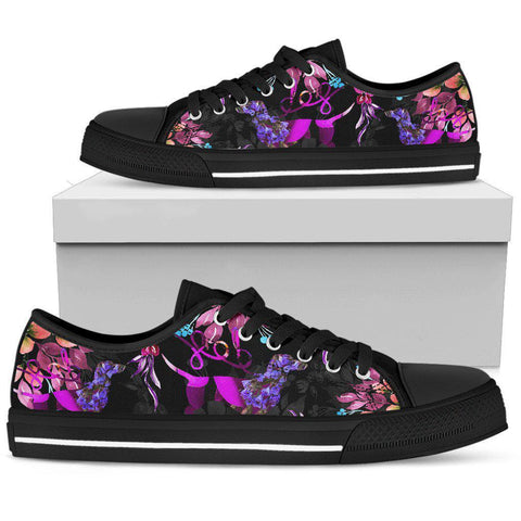 Image of Purple Colorful Floral Dog Low Tops Sneaker, Hippie, Multi Colored, Spiritual, Boho,Streetwear,All Star,Custom Shoes,Women's Low Top,Bright