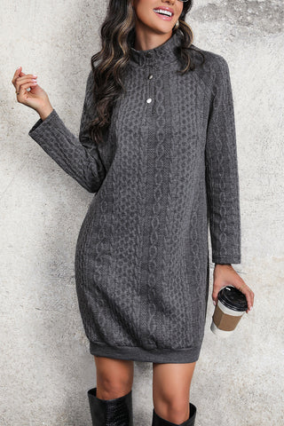 Image of Cable-Knit Mock Neck Dress