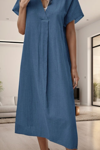 Image of Surplice Short Sleeve Midi Dress