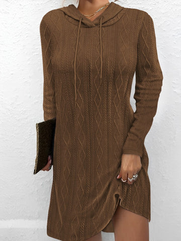 Image of Drawstring Hooded Sweater Dress