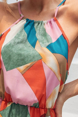 Image of Multicolored Tied Grecian Neck Maxi Dress
