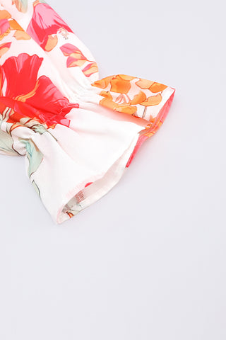 Image of Floral Smocked Flounce Sleeve Dress