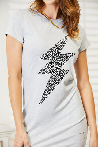 Image of Double Take Leopard Lightning Graphic Tee Dress