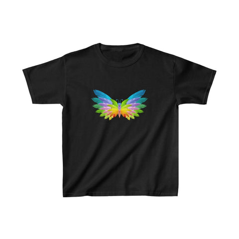 Image of Rainbow Butterfly Kids Heavy Cotton Tshirt