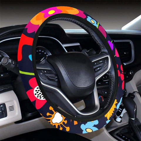 Image of Colorful Flower Boho Floral Steering Wheel Cover, Car Accessories, Car