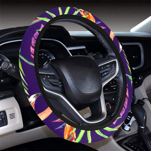 Tropical Exotic Leaves Watercolor Steering Wheel Cover, Car Accessories, Car