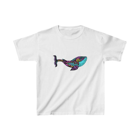 Image of Colorful Abstract Mandala Whale Kids Heavy Cotton Tshirt