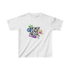 Multicolored Peace Love Music Kids Heavy Cotton Tshirt