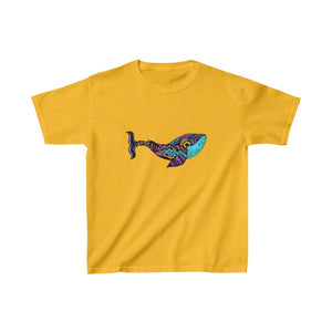 Colorful Abstract Mandala Whale Kids Heavy Cotton Tshirt