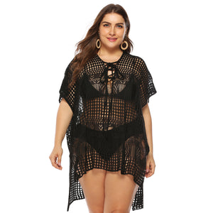 Loose See Through Crochet Lace Beach Cover Up Dress