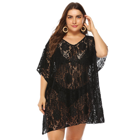Image of Lace See Through Cover Up Beach Dress