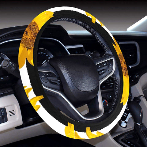 Image of Sunflowers Floral Yellow Steering Wheel Cover, Car Accessories, Car decoration,