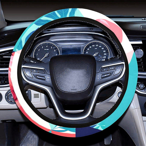 Image of Tropical Beach Leaves Vibe Steering Wheel Cover, Car Accessories, Car