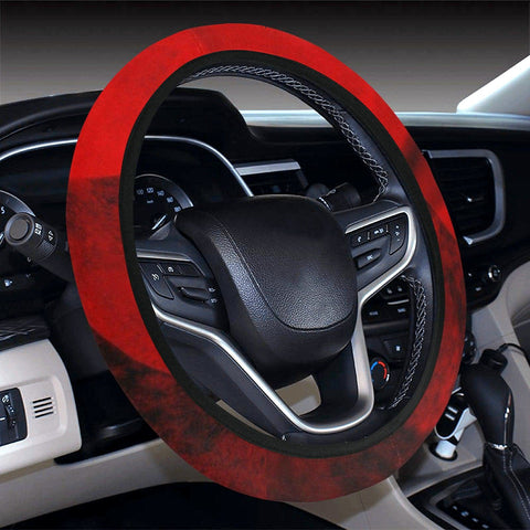 Image of Red Abstract Pattern Steering Wheel Cover, Car Accessories, Car decoration,