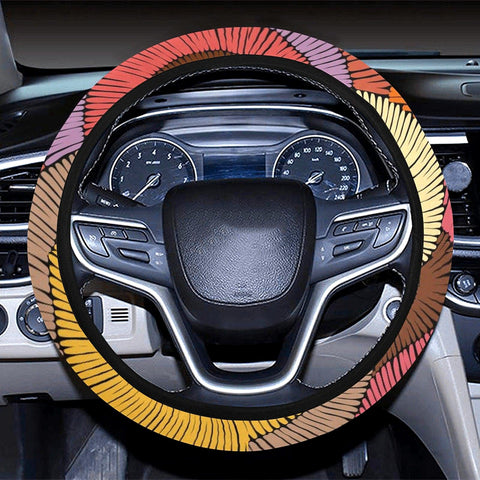 Image of Wavy Bohemian Print Pattern Steering Wheel Cover, Car Accessories, Car