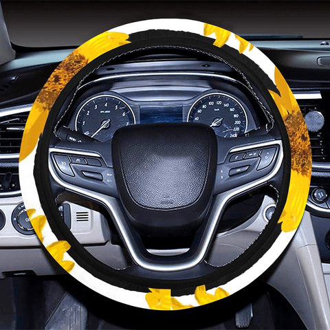 Image of Sunflowers Floral Yellow Steering Wheel Cover, Car Accessories, Car decoration,