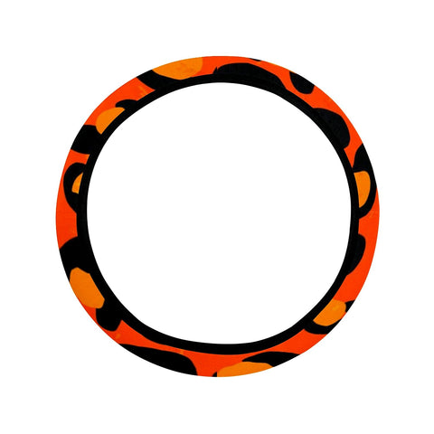 Image of Orange African Animal Print Pattern Steering Wheel Cover, Car Accessories, Car