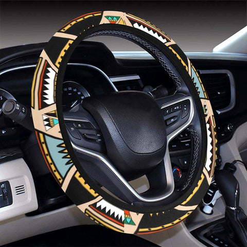Image of Abstract Triangle Tribal Patterns Steering Wheel Cover, Car Accessories, Car