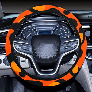 Orange African Animal Print Pattern Steering Wheel Cover, Car Accessories, Car