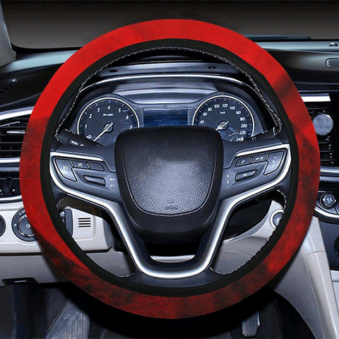 Image of Red Abstract Pattern Steering Wheel Cover, Car Accessories, Car decoration,