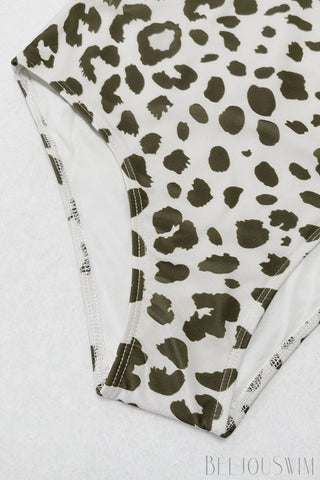 Image of Leopard Print Cutout Lined One Piece Swimsuit Bikini