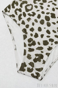 Leopard Print Cutout Lined One Piece Swimsuit Bikini