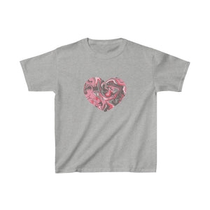 Pink And Grey Marbled Heart Kids Heavy Cotton™ Tee