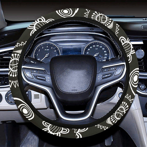 Image of Black Paisley Flower Steering Wheel Cover, Car Accessories, Car decoration,
