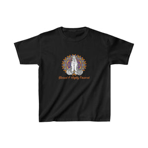 Blessed And Highly Favored Praying Hands Kids Heavy Cotton Tshirt