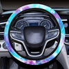 Turquoise Blue Tie Dye Grunge Abstract Art Steering Wheel Cover, Car