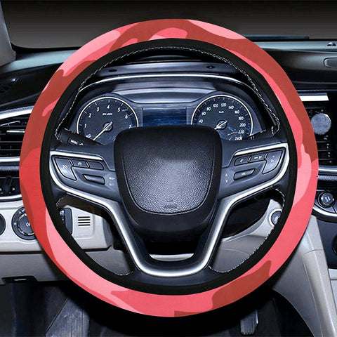 Image of Pink Red Camouflage Steering Wheel Cover, Car Accessories, Car decoration,