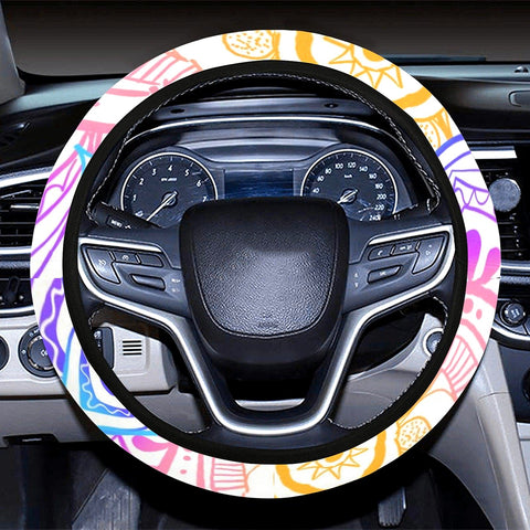 Image of Pink Purple Hippie Mandala Boho Chic Bohemian Steering Wheel Cover, Car