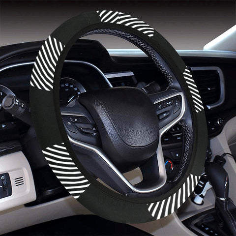 Image of Black And White Plaid Steering Wheel Cover, Car Accessories, Car decoration,