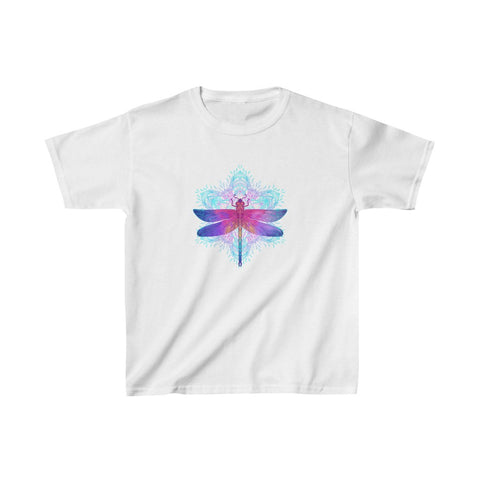 Image of Multicolored Gradient Mandala Dragonfly Kids Heavy Cotton™ Tee
