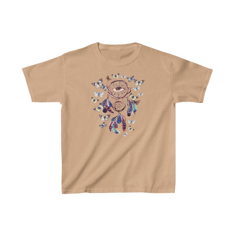 Image of Multicolored Butterfly Dreamcatcher Kids Heavy Cotton Tshirt